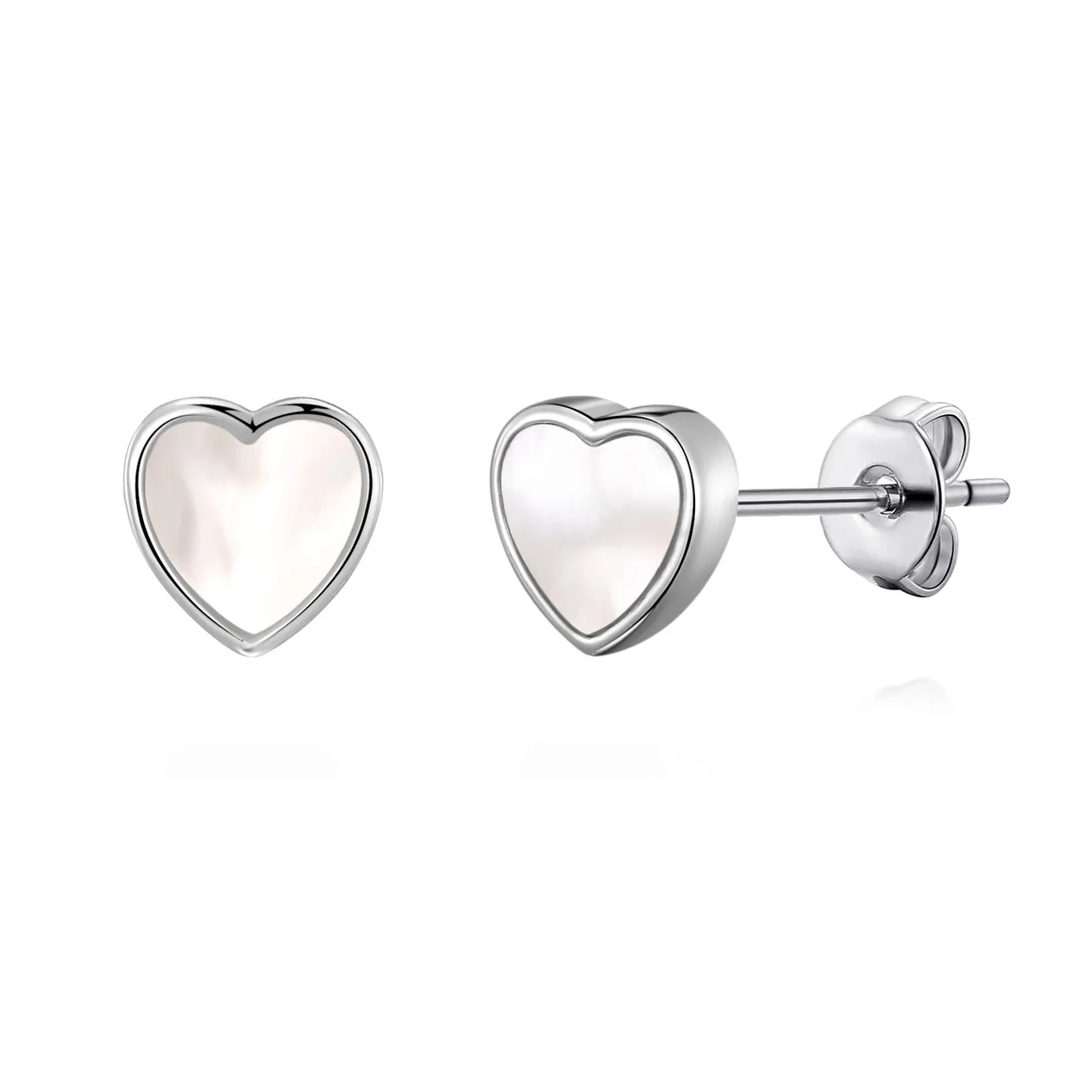 Mother of Pearl Heart Stud Earrings: the shop's own photo
