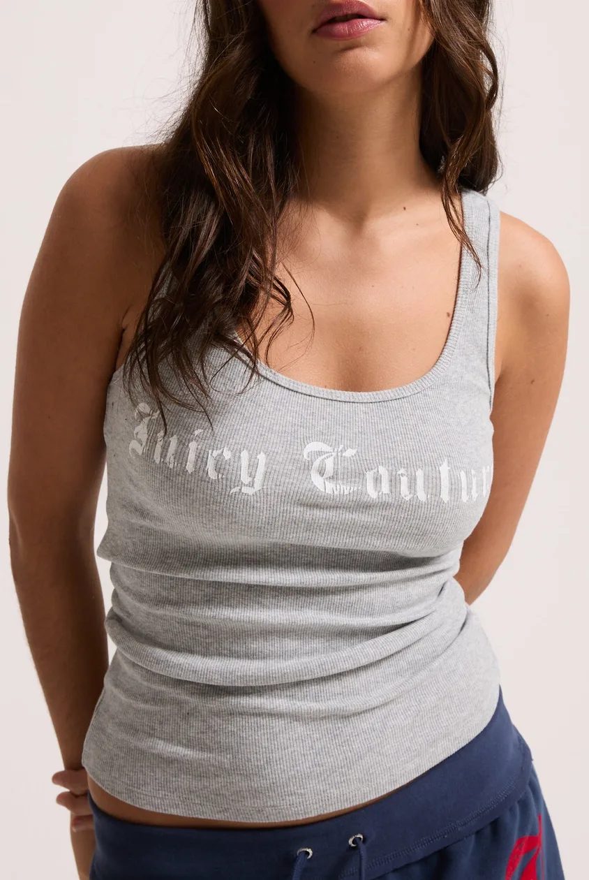 SILVER MARL LONGLINE RIBBED VEST - M / Grey: the shop's own photo