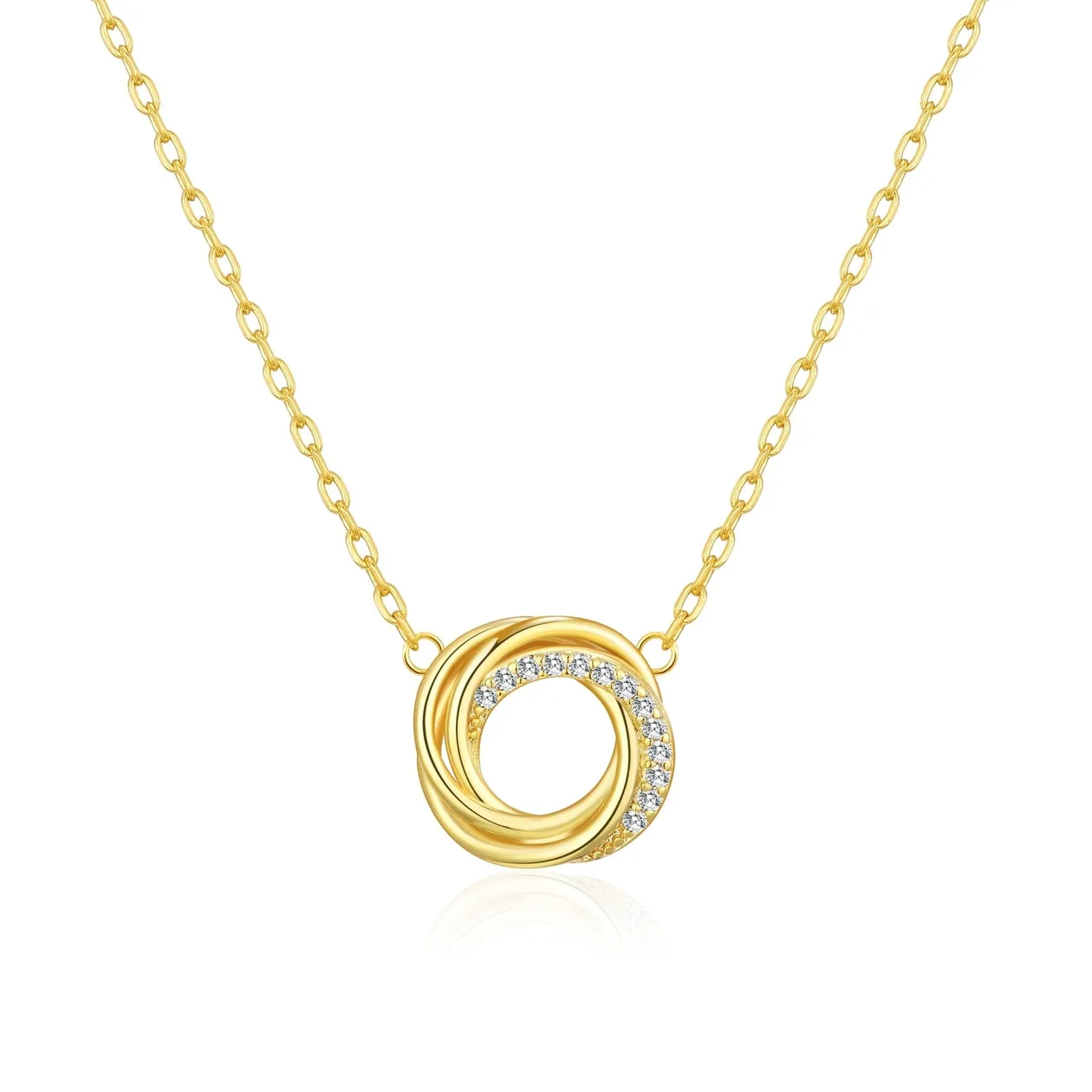 18k Gold Plated Circle Knot Necklace Created with Zircondia® Crystals: the shop's own photo