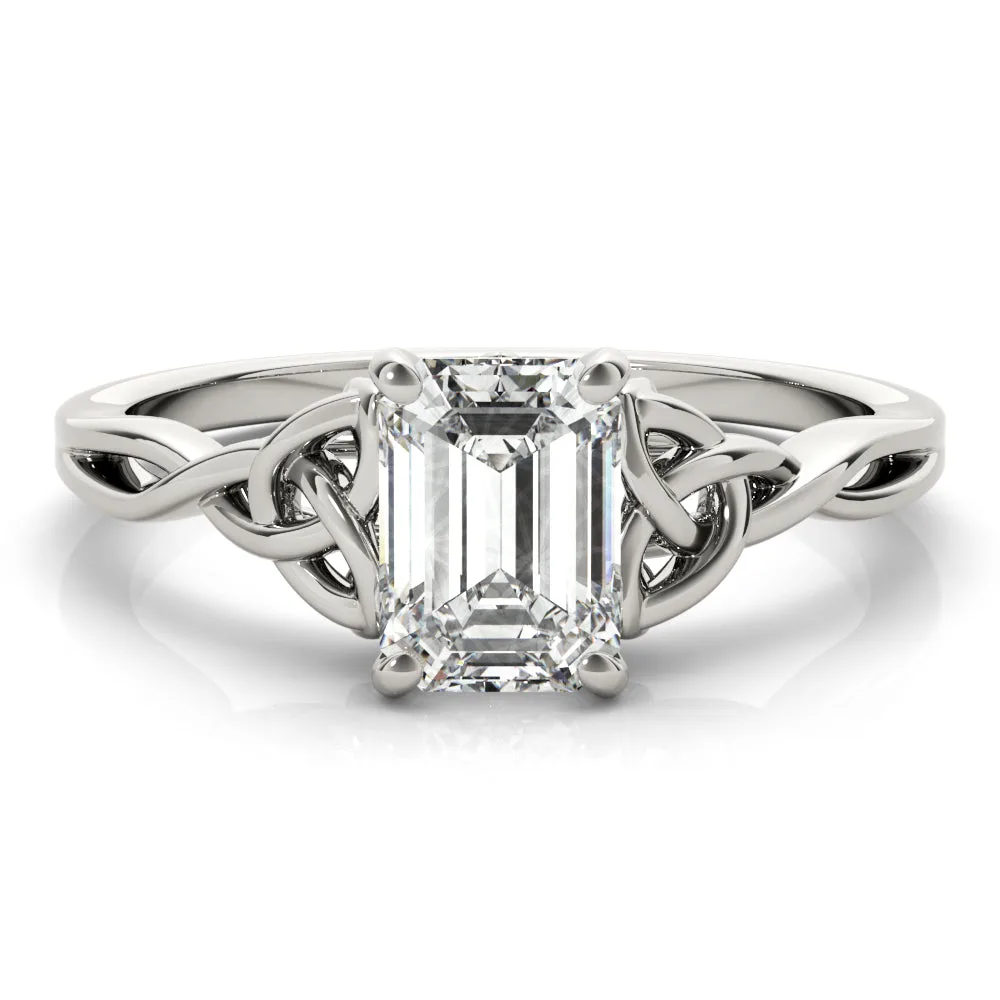 IGI D-VVS Lab-Grown Emerald Cut Diamond Intertwined Knot Solitaire Engagement Ring. - 18k Yellow Gold / 0.50 Carat: the shop's own photo