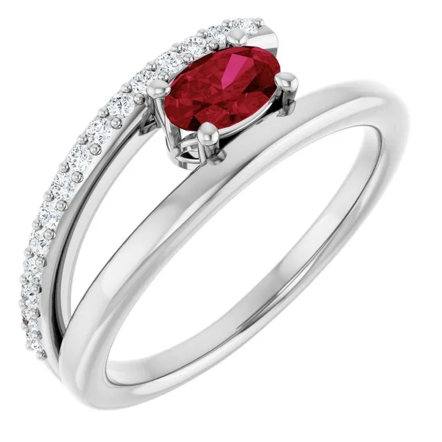 Oval Ruby Accented Ring with Diamond Accents in Gold and Platinum - 18k Yellow Gold / 2.80 Carat / Lab-Grown-AAA: the shop's own photo