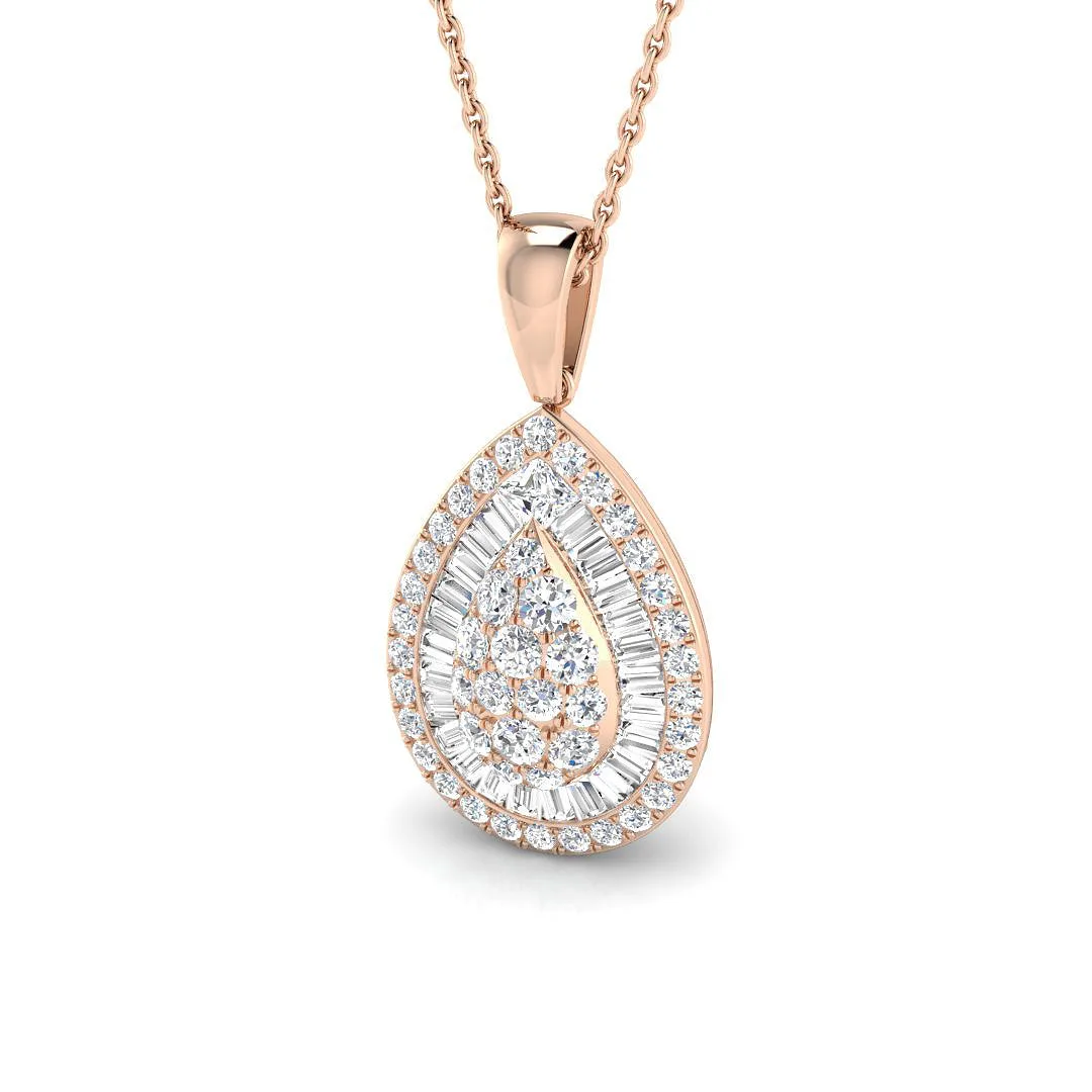 Baguette Brilliant Pendant | Diamond Pendant Necklace - 18k Rose Gold / Natural Diamond(F/SI) / 2.00 Carat: the shop's own photo