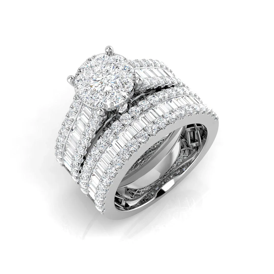 Baguette and Round Cut Diamond Bridal Ring Set - 18k Yellow Gold / 2.50 Carat: the shop's own photo