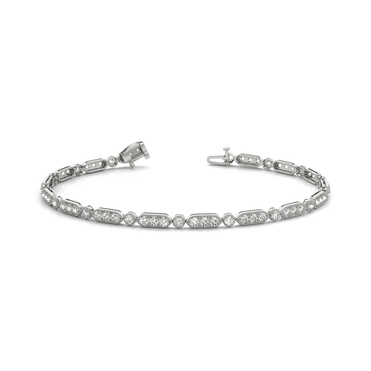 Luxury Diamond Tennis Bracelet with Round Cut Diamonds in Gold & Platinum - 18k Yellow Gold / 2.50 Carat / Lab Grown Diamond: the shop's own photo
