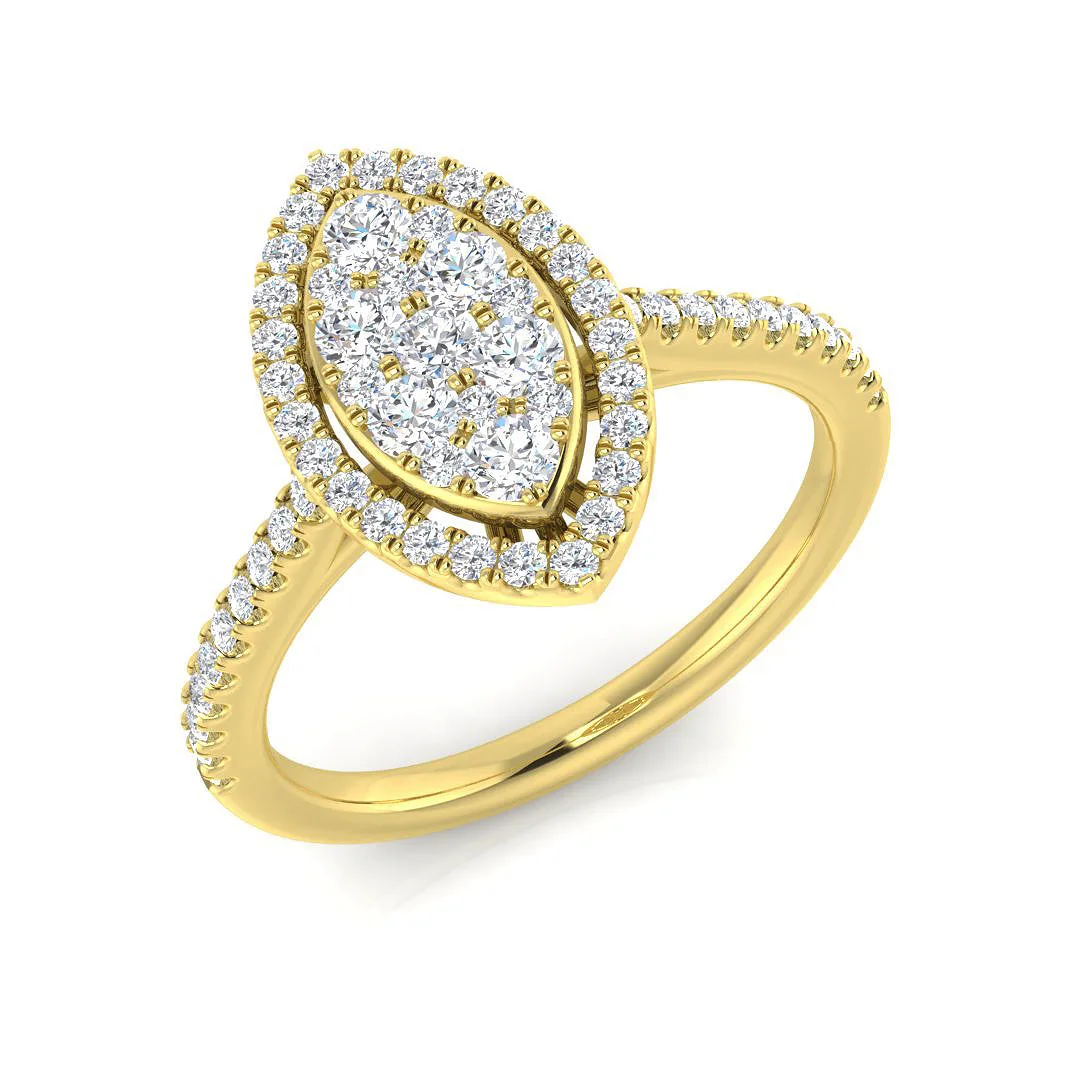 Natural Round Cut Diamond 0.50ct Cluster Engagement Ring - Lab Grown Diamond / 0.50 Carat / 18k Yellow Gold: the shop's own photo
