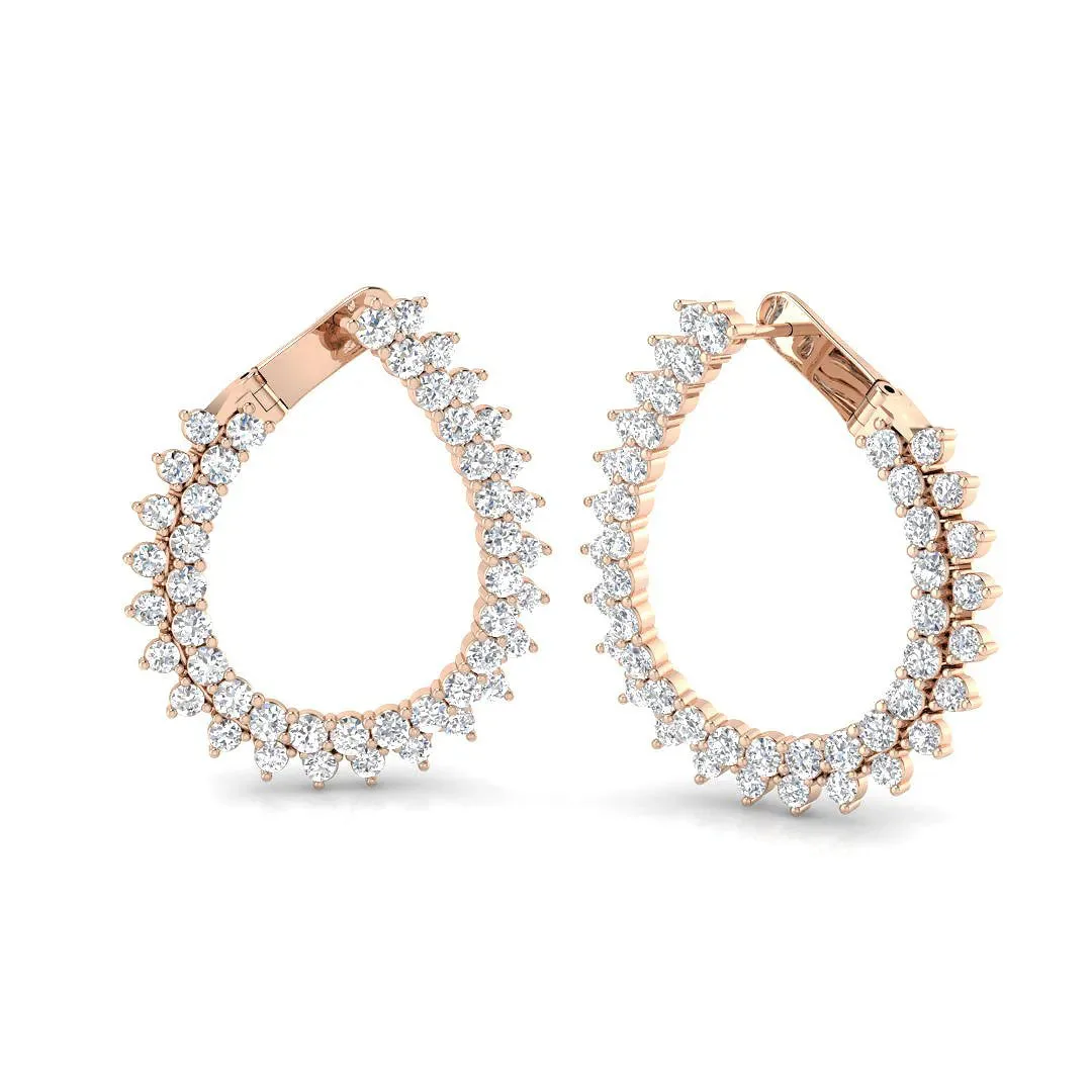 Hoop Earrings - 1 Carat Pear Shaped Diamond Loop - Lab Grown Diamond / 9k Rose Gold / 1: the shop's own photo