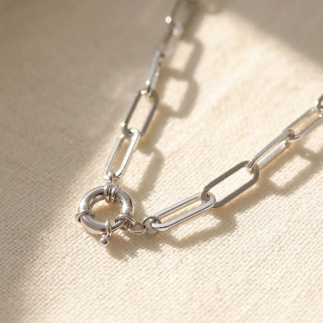 Statement Rhodium Filled Silver Paperclip Link Necklace: the shop's own photo
