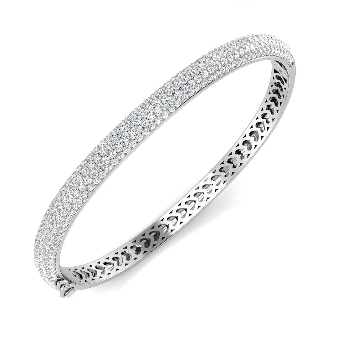 9K White Gold Lab Grown Diamond Multi Row Pave Bangle Luxury Wide Diamond Bangle - 18k Yellow Gold / 3.50 Carat / Natural Diamond: the shop's own photo