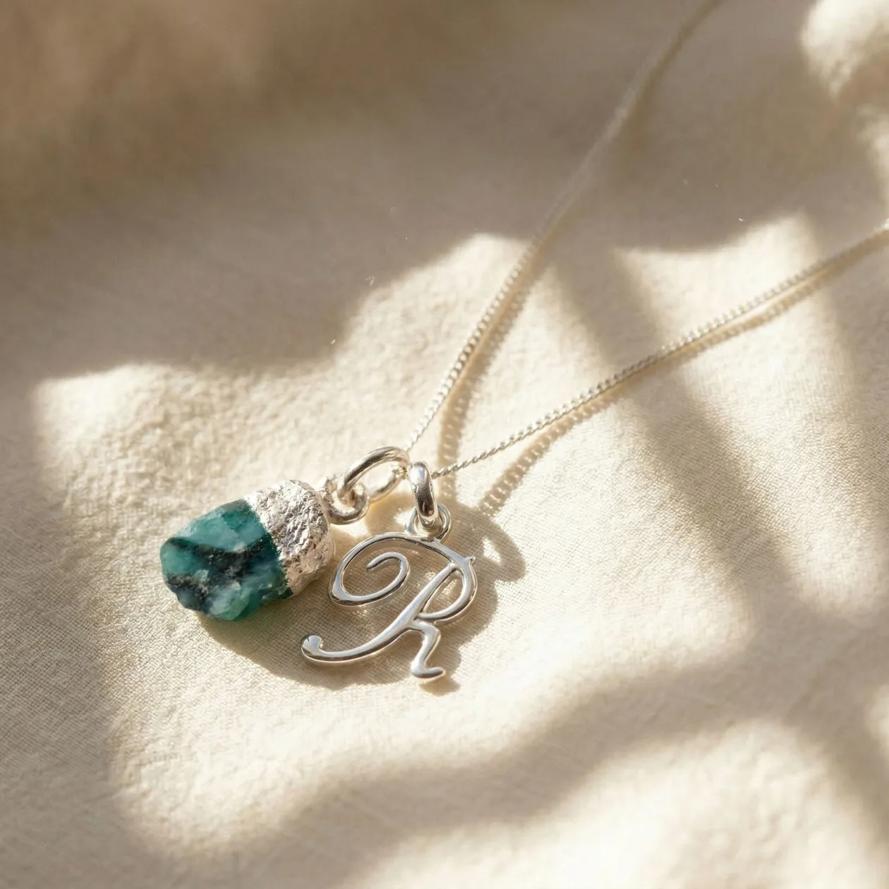 925 Sterling Silver Initial And Crystal Necklace - 1. Garnet - January: the shop's own photo