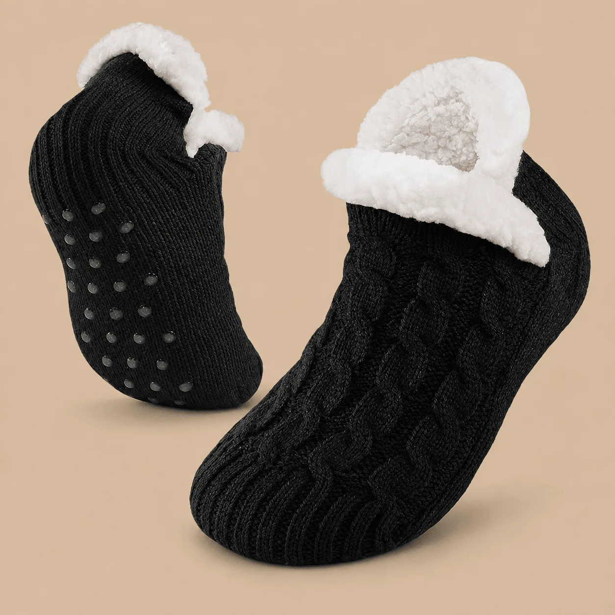 Fluffy Fleece Slipper Socks - Black: the shop's own photo