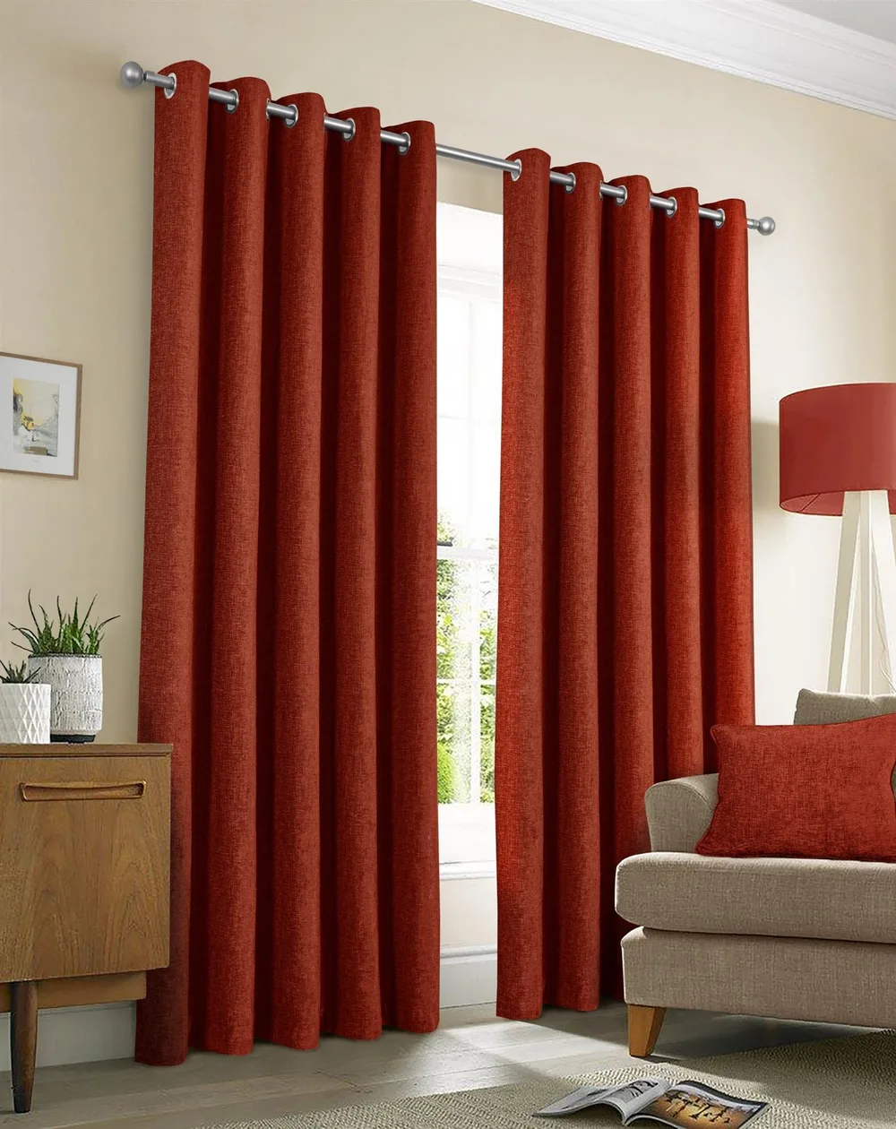Amberley Terracotta Eyelet Curtains - 46" x 54": the shop's own photo