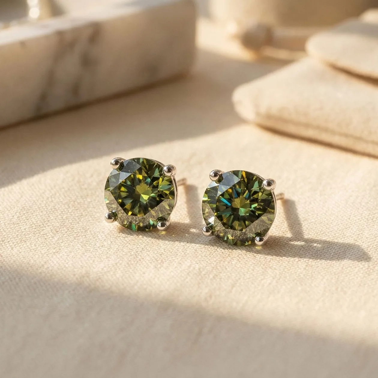 Peridot Moissanite Crystal Sterling Silver Earrings: the shop's own photo