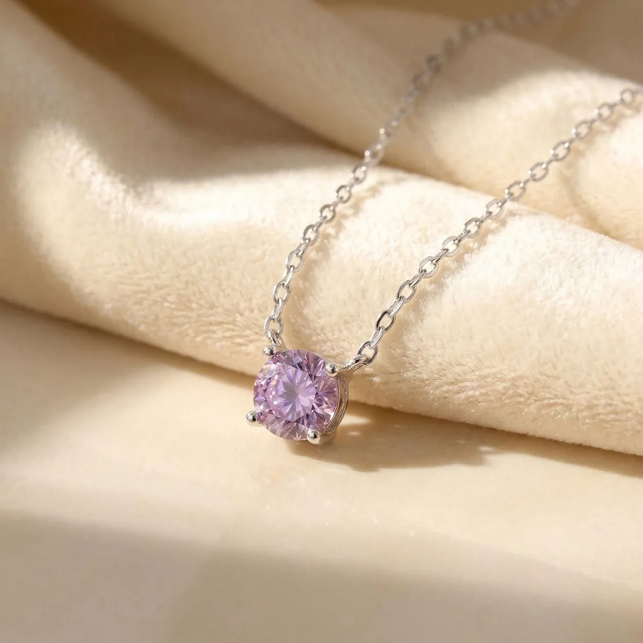 Alexandrite Moissanite Crystal Sterling Silver Necklace: the shop's own photo