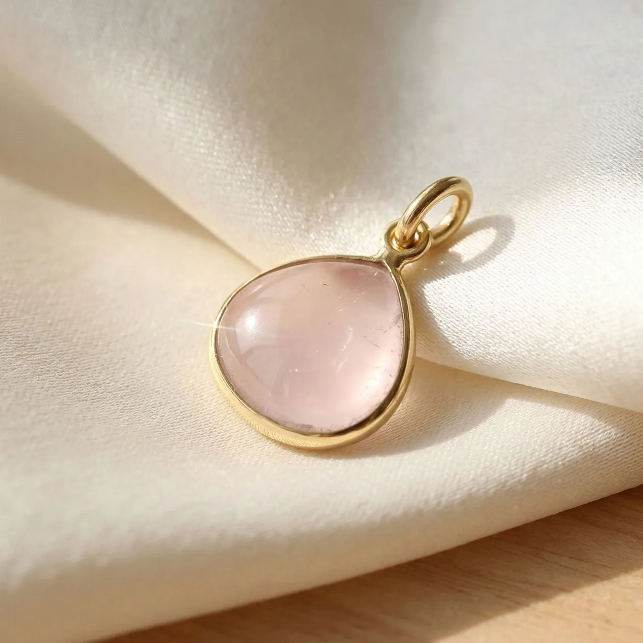 Gold Vermeil Plated Rose Quartz Gemstone Pendant: the shop's own photo