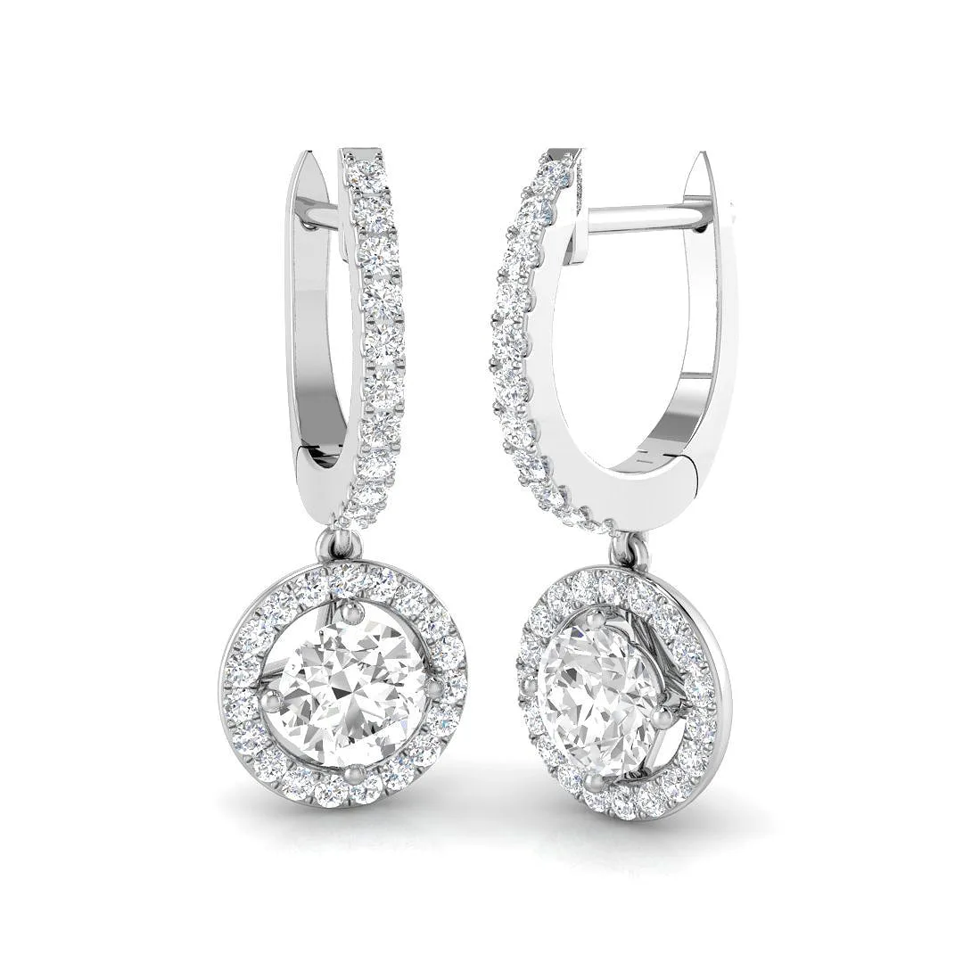 Epsly 1.25ct Gold Drop & Trilogy Diamond Earrings - Luxurious Elegance - 1.25 Carat / Lab Grown Diamond(D-VVS) / 9k Yellow Gold: the shop's own photo