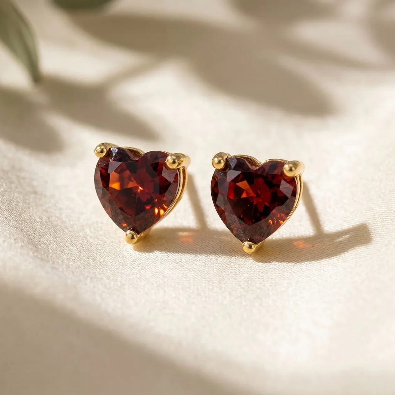 Garnet Heart January Birthstone Stud Earrings: the shop's own photo