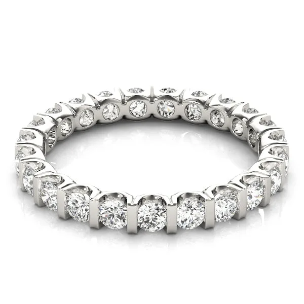 0.75-3.00ct Lab-Grown Round Cut D/VVS Diamond Bar Set Full Eternity Wedding Ring. - 9k White Gold / 1.50 Carat: the shop's own photo