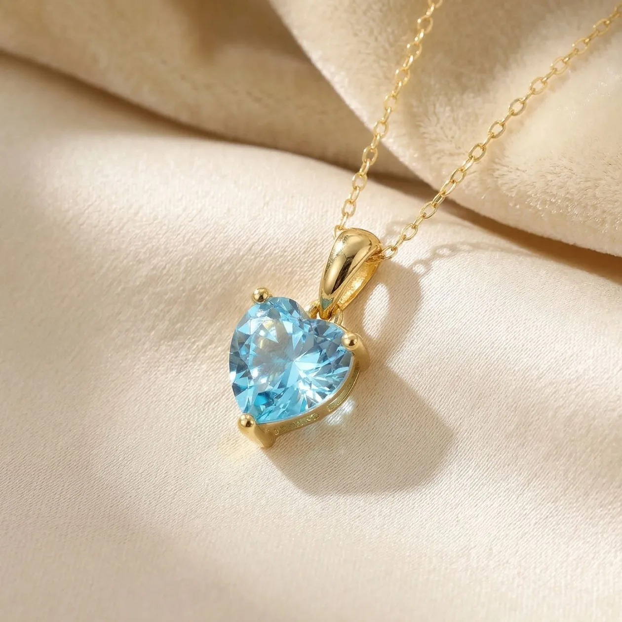 Blue Topaz December Birthstone Love Heart Necklace: the shop's own photo