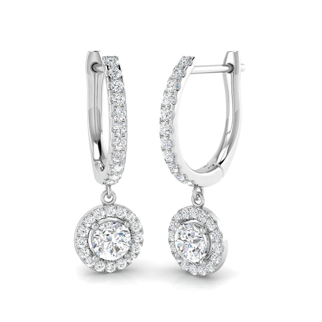 Trizz Gold Diamond Drop Trilogy Earrings - Elegant Luxury Jewelry - 0.5 Carat / Lab Grown Diamond(D-VVS) / 9k White Gold: the shop's own photo