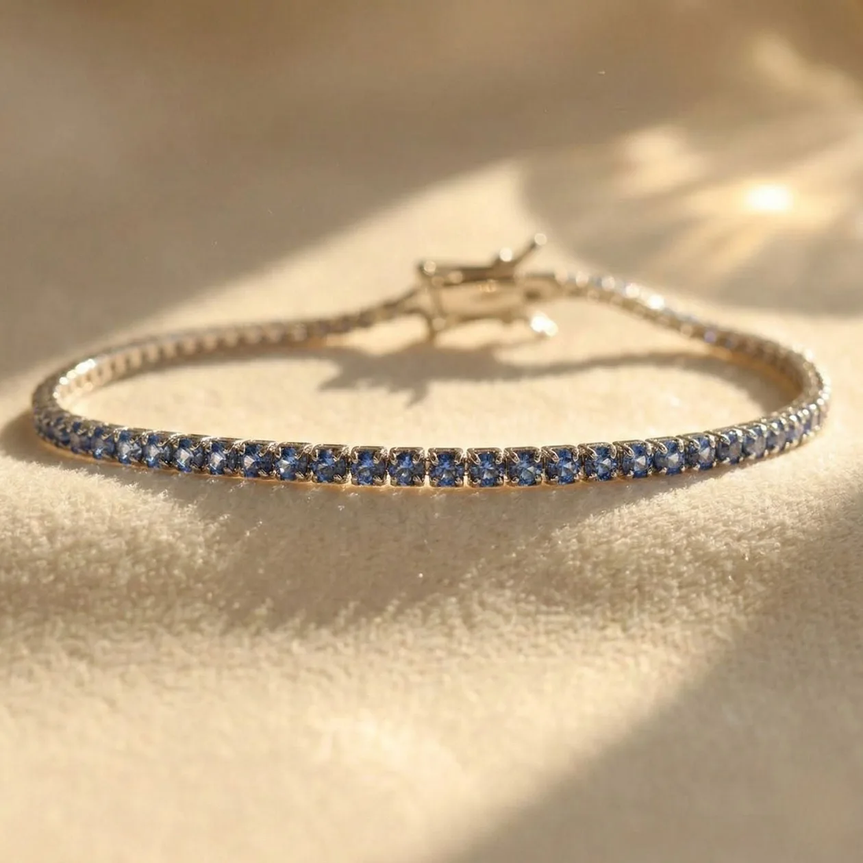 Sterling Silver Aquamarine March Birthstone Tennis Bracelet: the shop's own photo