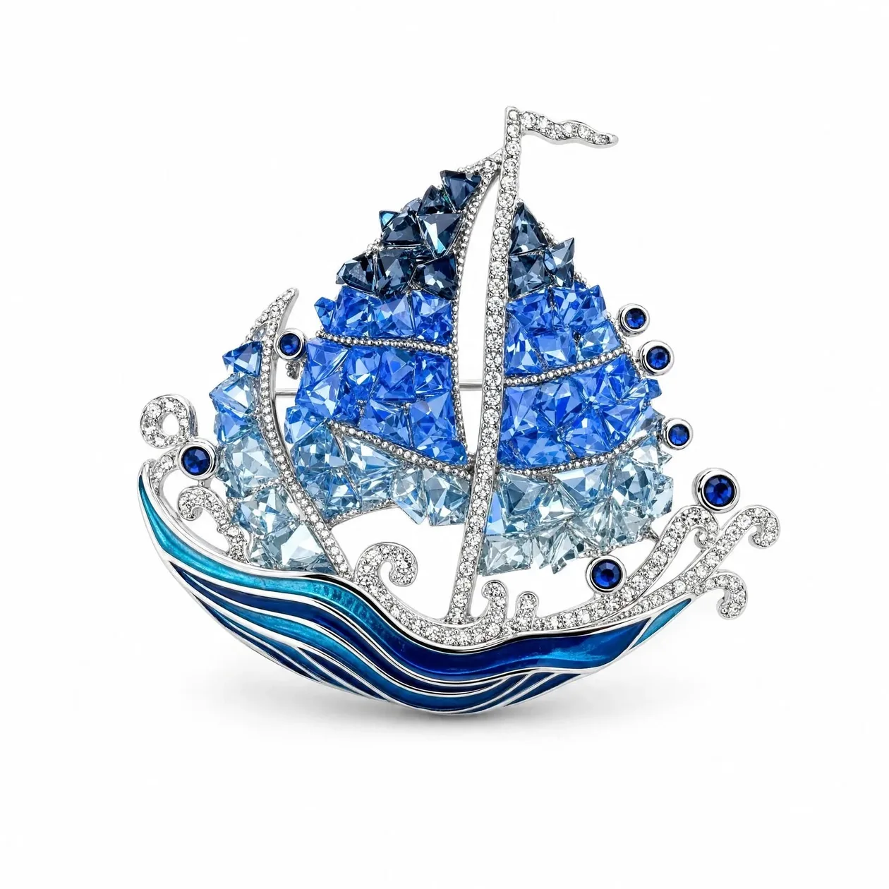 Blue Crystal Sailing Ship Brooch: the shop's own photo