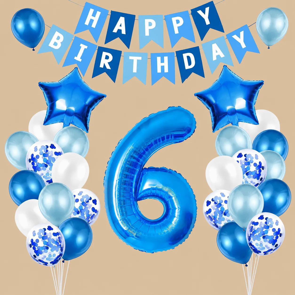 6th Birthday Blue & Silver Balloon Set: the shop's own photo