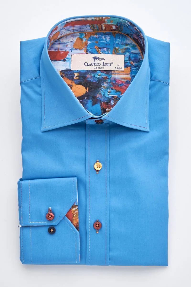 Blue Shirt with Abstract Trim: the shop's own photo