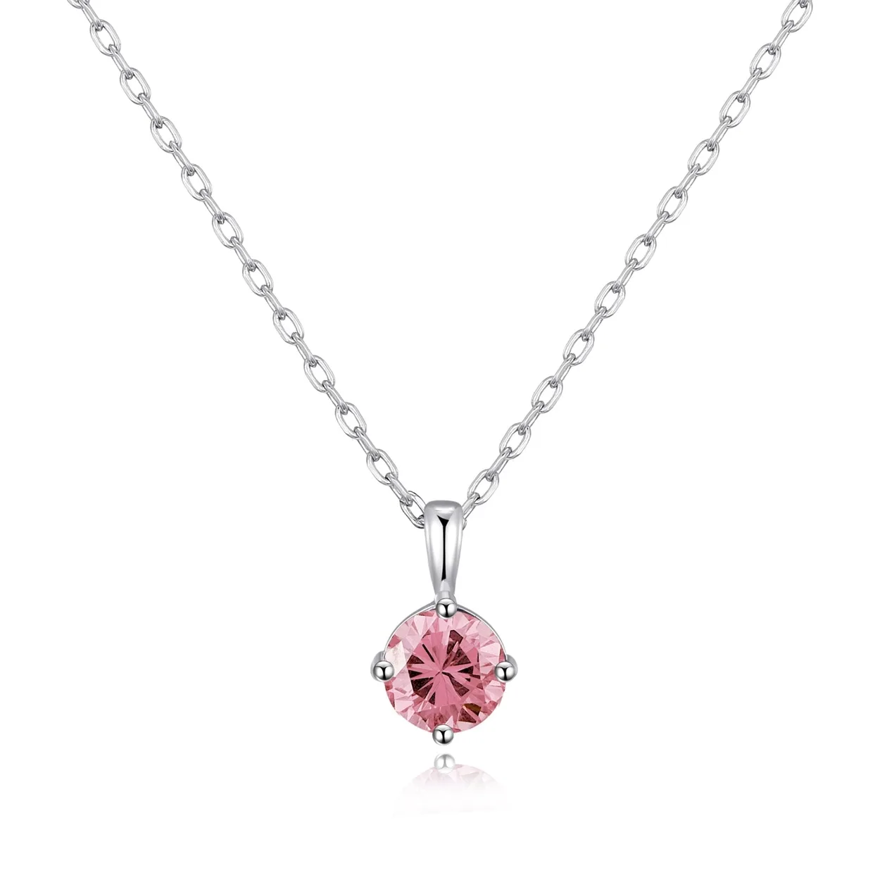 Sterling Silver October (Tourmaline) Birthstone Necklace Created with Zircondia® Crystals: the shop's own photo