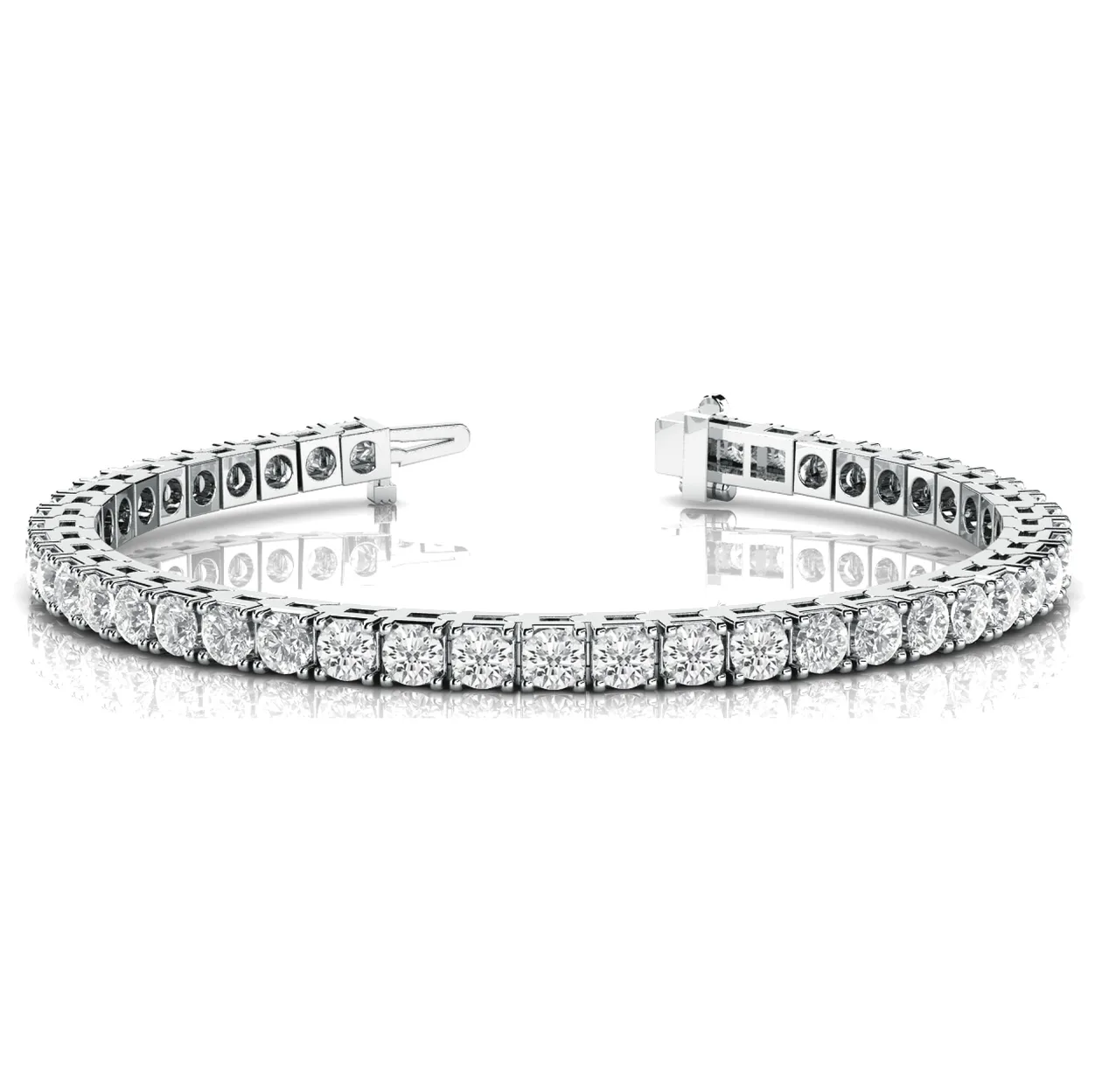 Delicate Round Cut Lab Grown Diamond Tennis Bracelet for Women in Gold & Platinum - 18k Yellow Gold / 2.50 Carat / Natural Diamond: the shop's own photo