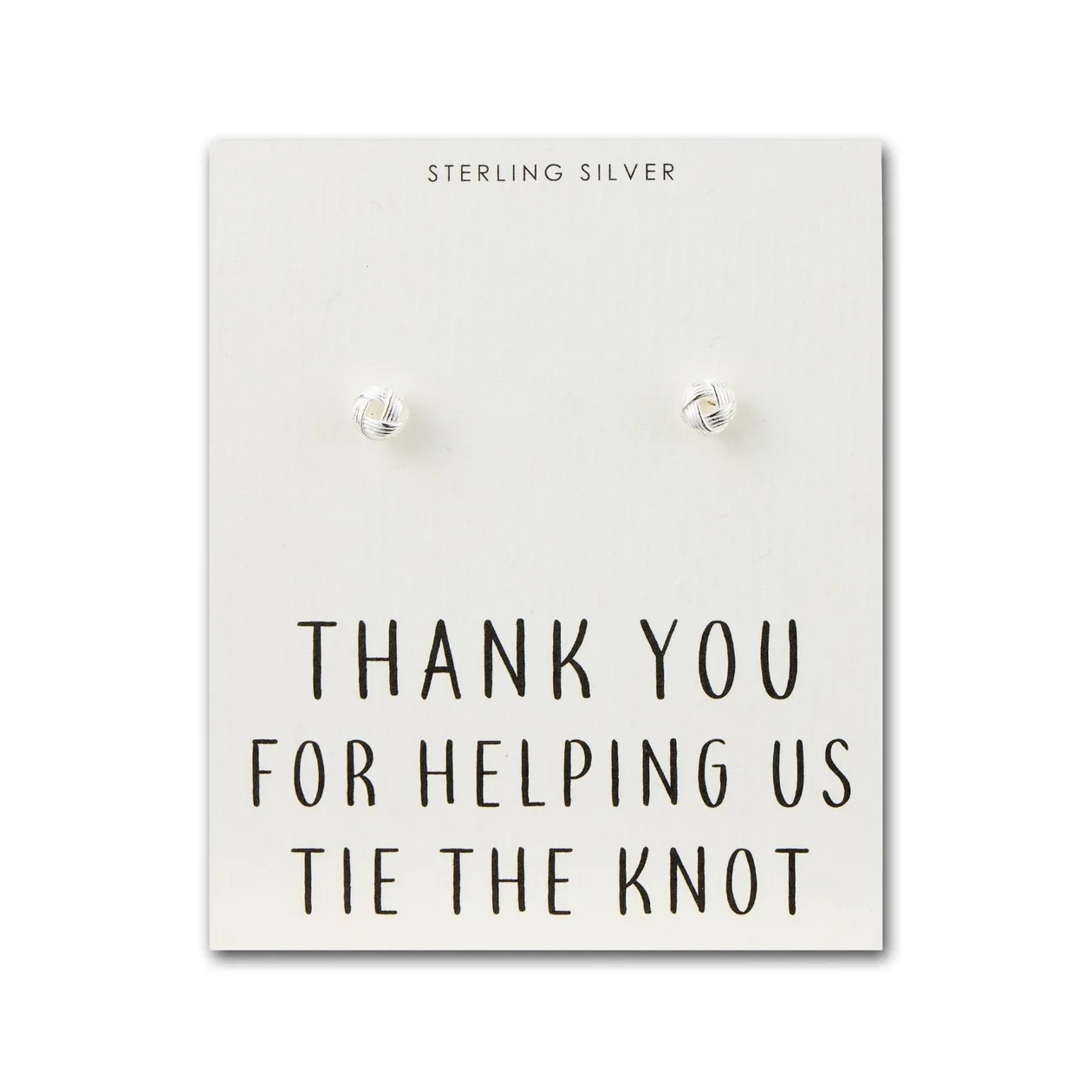Sterling Silver Thank You for Helping us Tie The Knot Bridal Earrings: the shop's own photo
