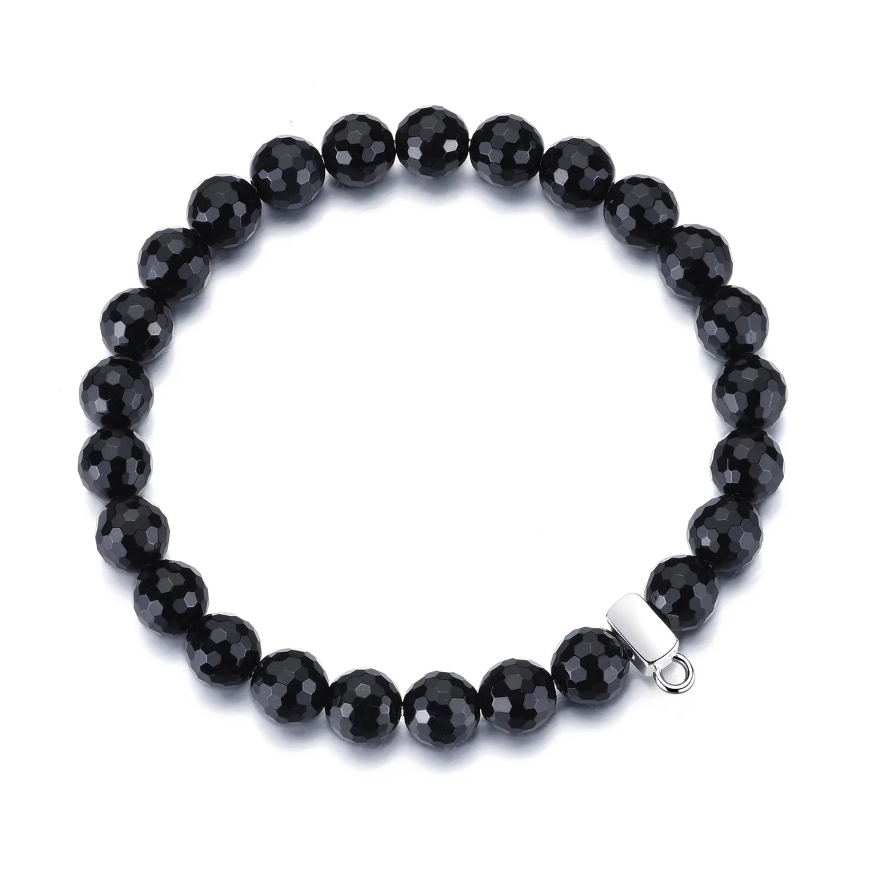 Faceted Black Onyx Gemstone Charm Stretch Bracelet: the shop's own photo