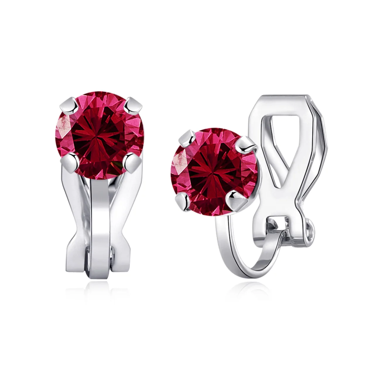 July (Ruby) Birthstone Clip On Earrings Created with Zircondia® Crystals: the shop's own photo