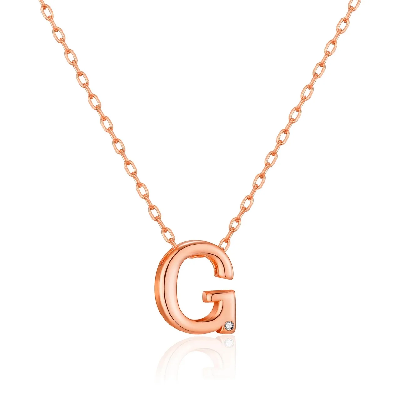 Rose Gold Plated Initial Necklace Letter G Created with Zircondia® Crystals: the shop's own photo