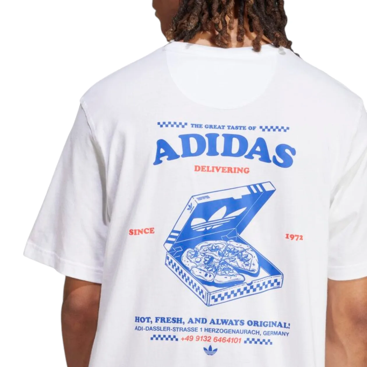 adidas Originals Pizza Graphic Trefoil T-Shirt - White | Size: 2XL: the shop's own photo