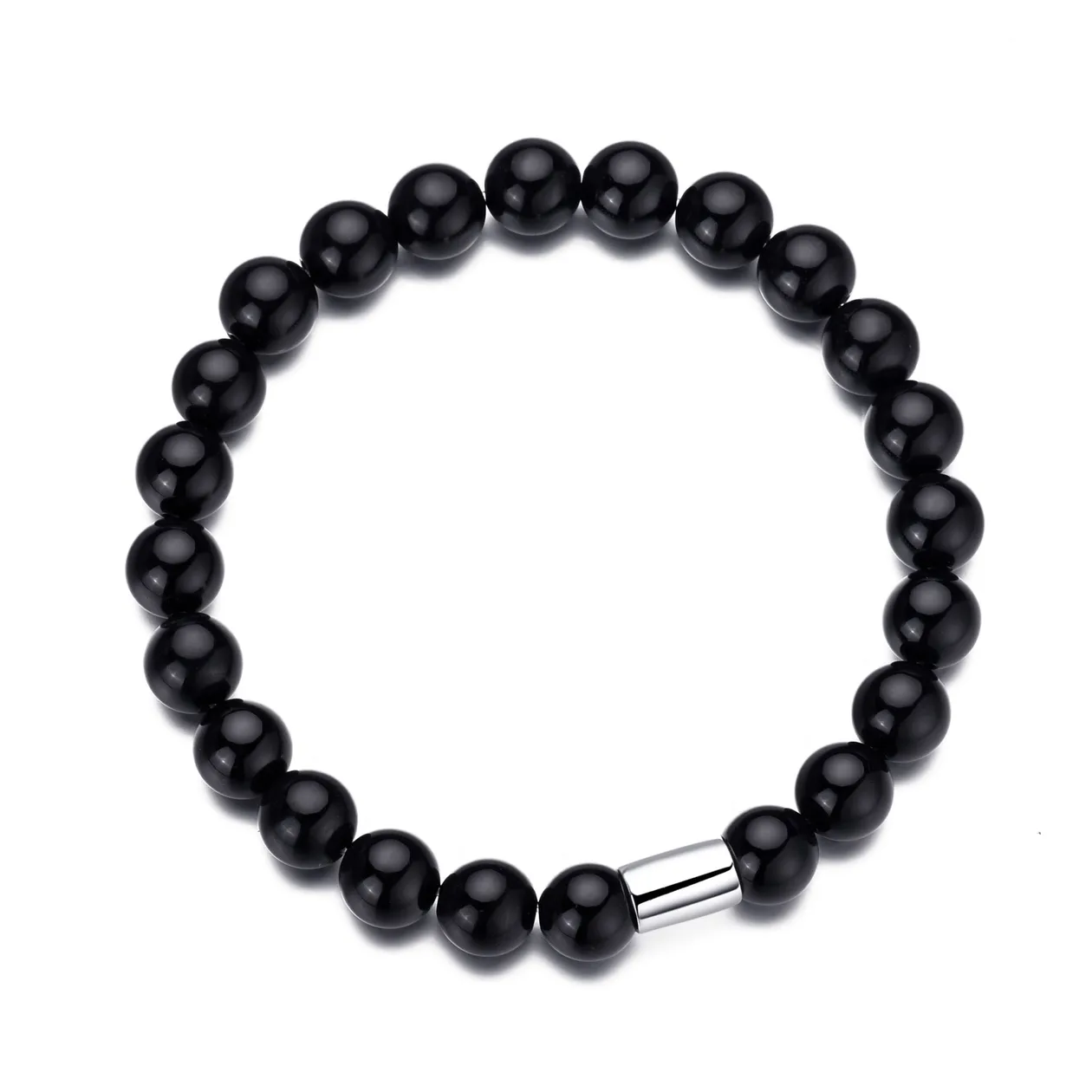 Men's Black Onyx Gemstone Stretch Bracelet: the shop's own photo