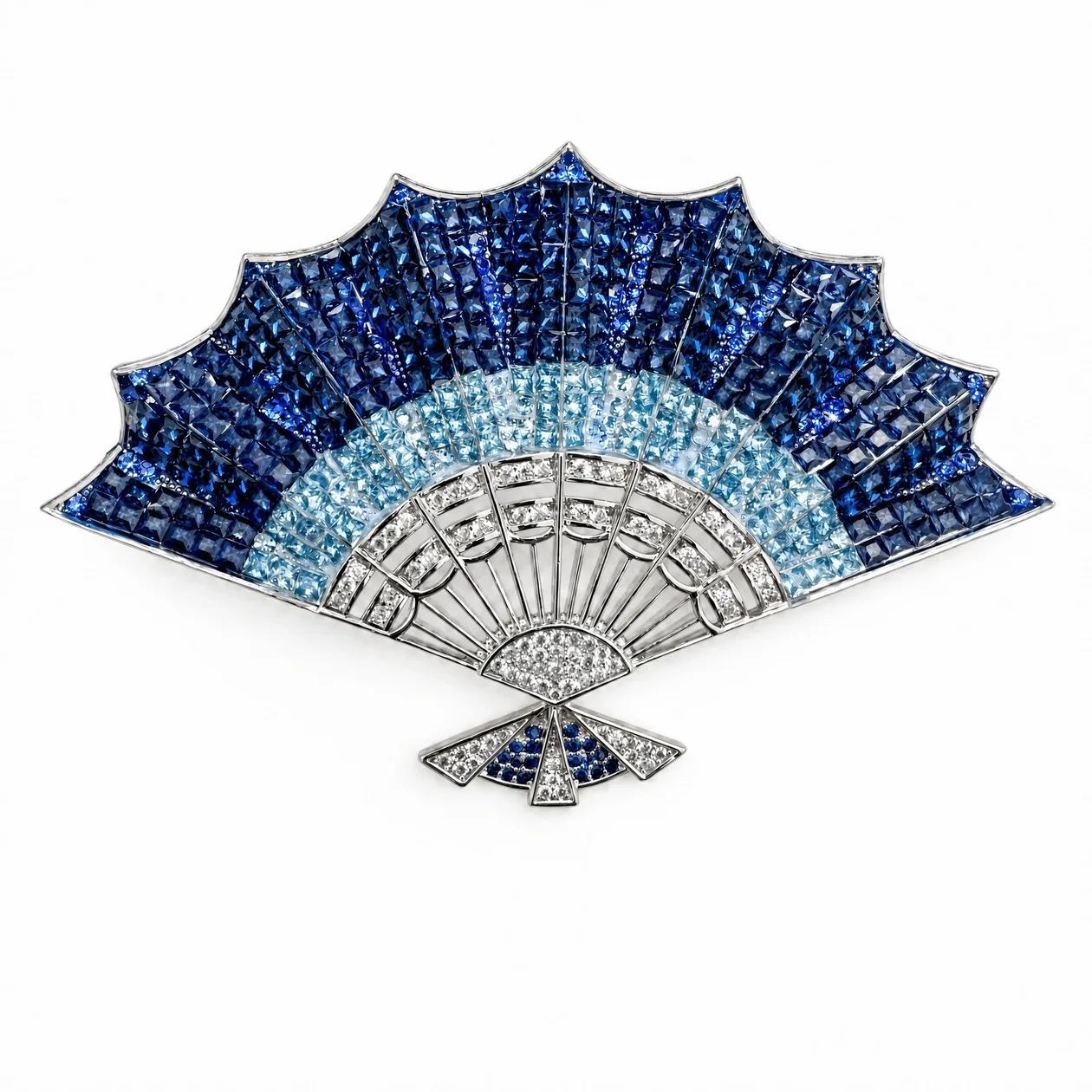 Blue Gradient Crystal Fan Brooch: the shop's own photo