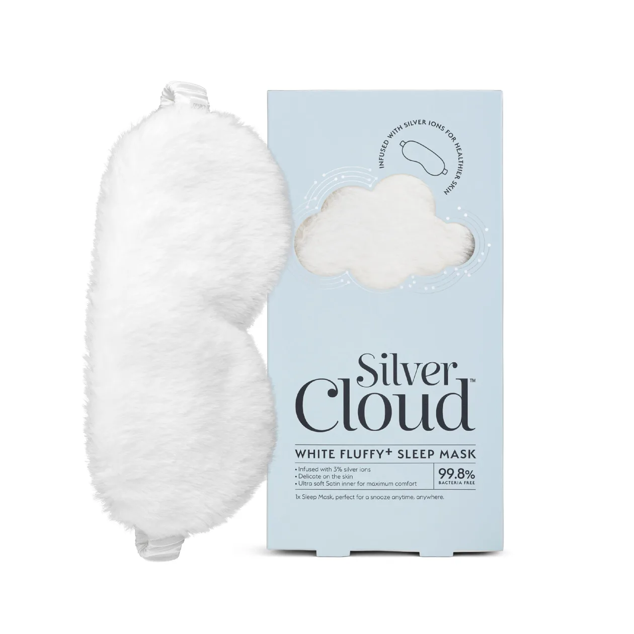Fluffy Sleep Mask Infused with Silver Ions White: the shop's own photo