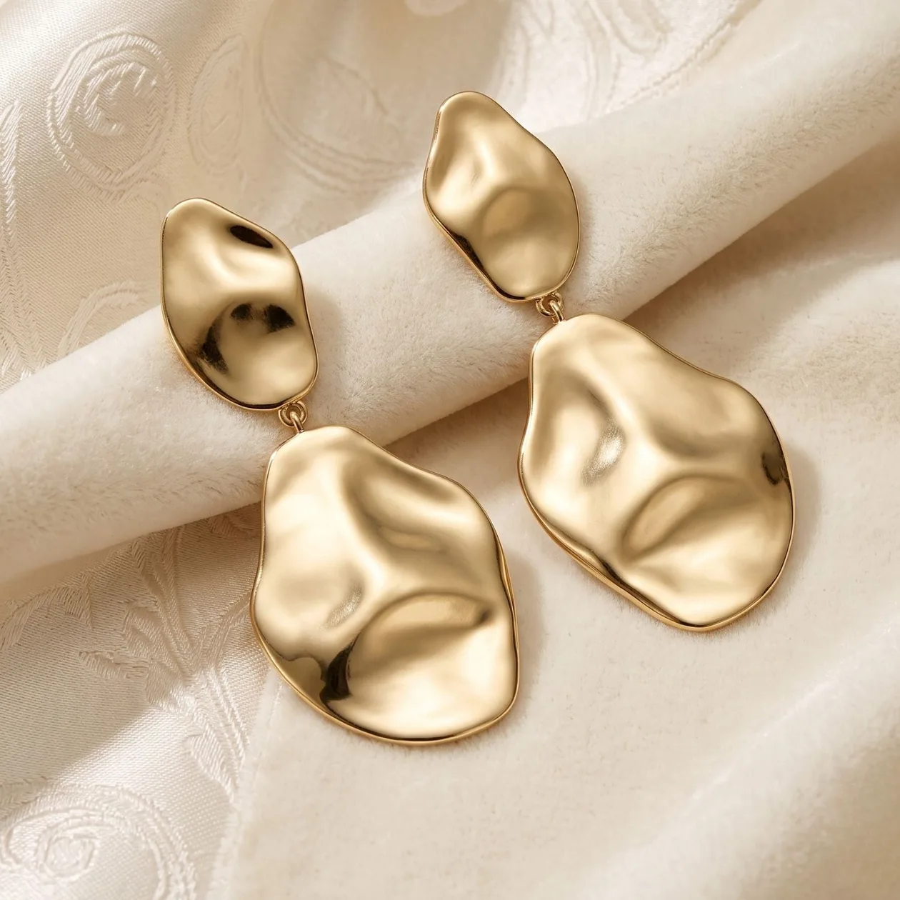 18ct Gold Plated Hammered Teardrop Dangle Earrings: the shop's own photo