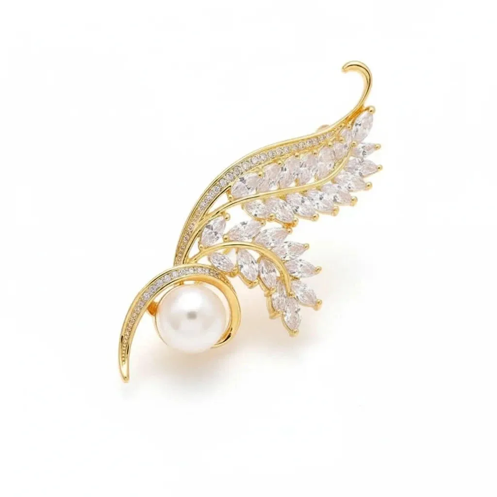 Natural Pearl Zircon Wheat Brooch: the shop's own photo