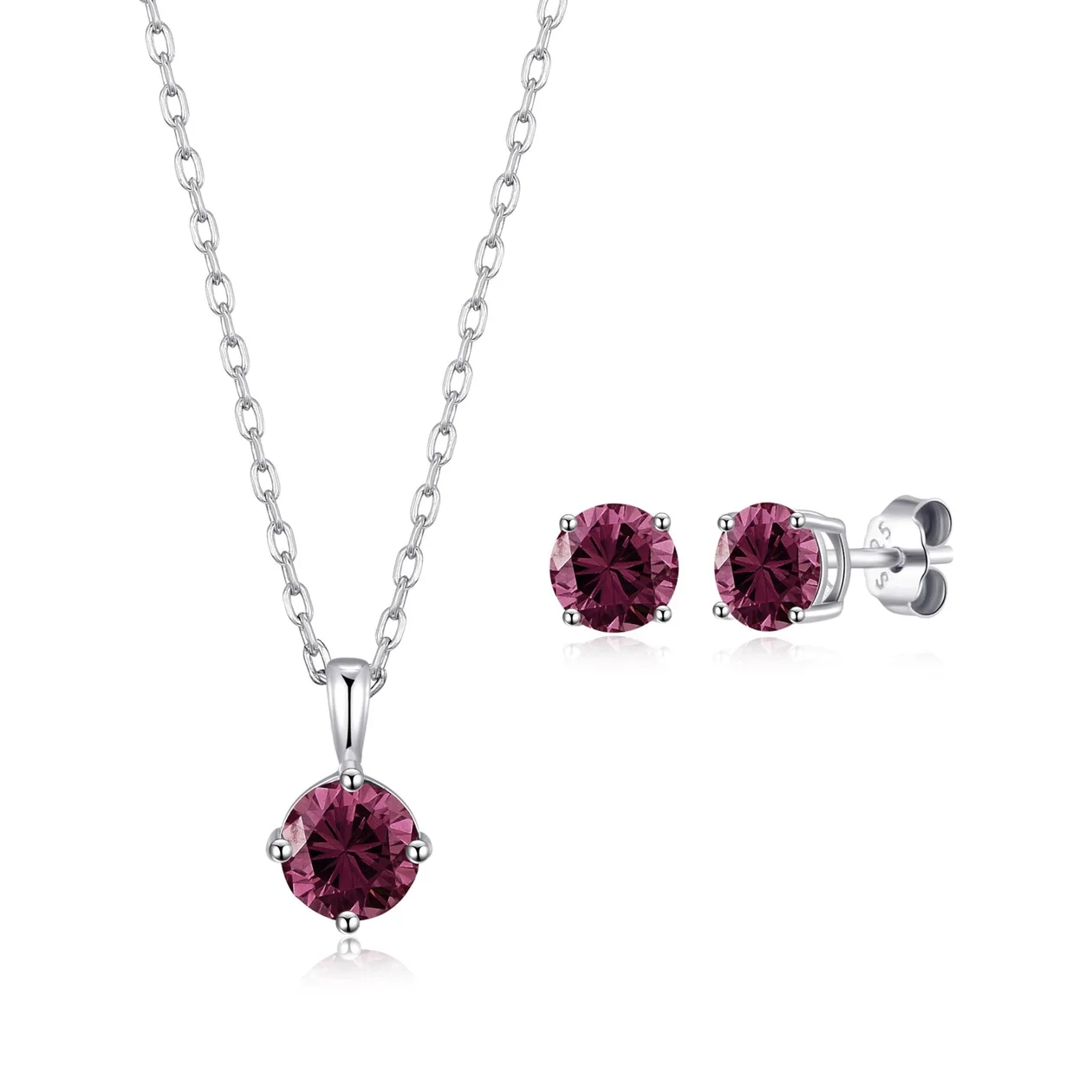 Sterling Silver June (Alexandrite) Birthstone Necklace & Earrings Set Created with Zircondia® Crystals: the shop's own photo