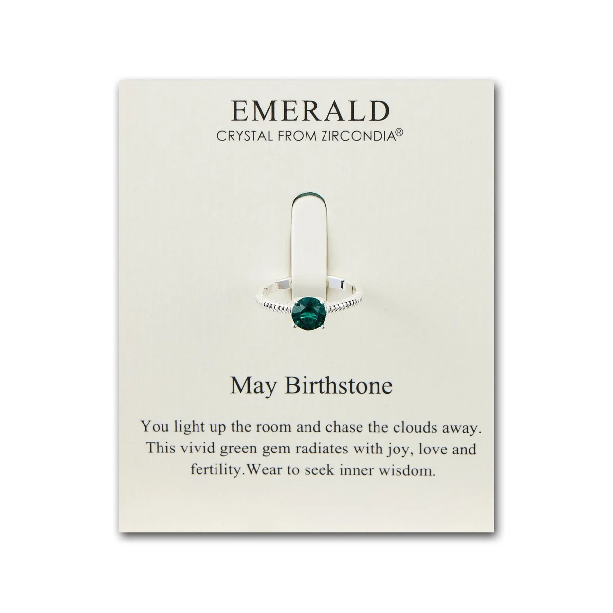 May (Emerald) Adjustable Birthstone Ring Created with Zircondia® Crystals: the shop's own photo