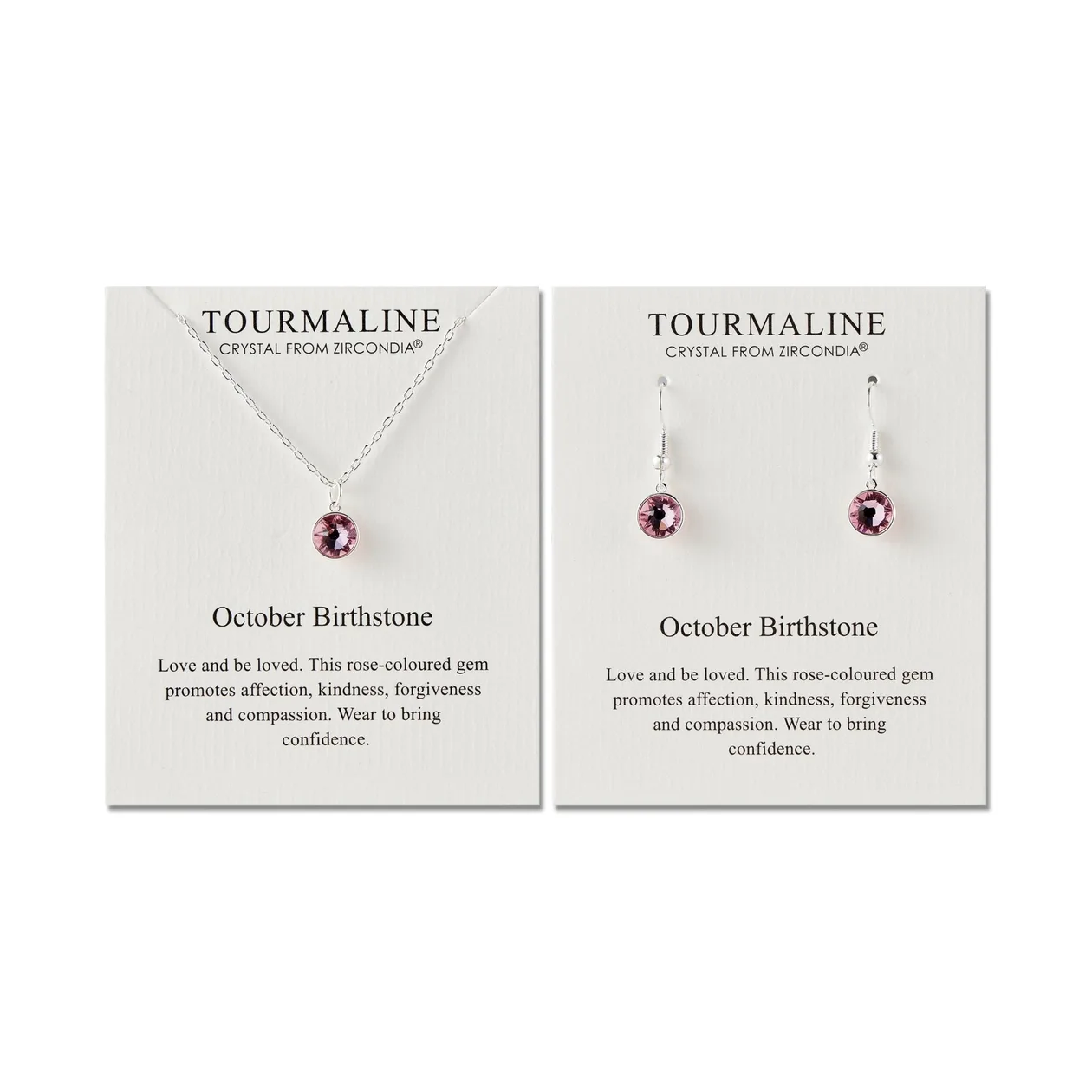 October (Tourmaline) Birthstone Necklace & Drop Earrings Set Created with Zircondia® Crystals: the shop's own photo