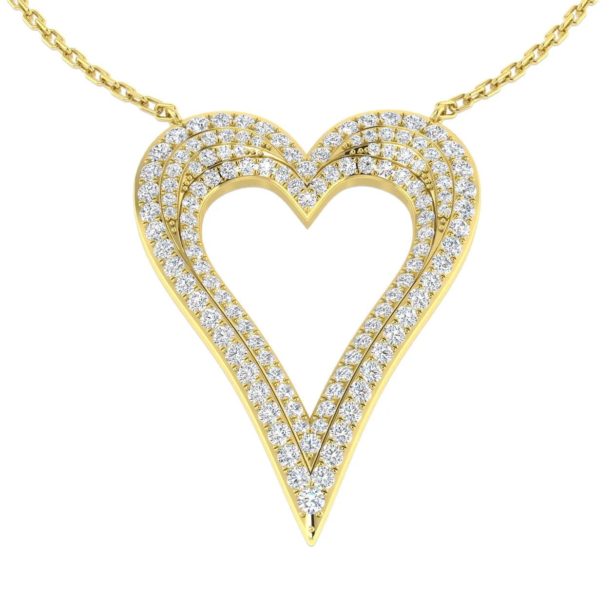 Diamond Heart Pendant Necklace | Multi-Layer Heart Diamond Pendant Without Chain - 9k Yellow Gold / Lab Grown Diamond (D/VVS) / 0.75 Carat: the shop's own photo