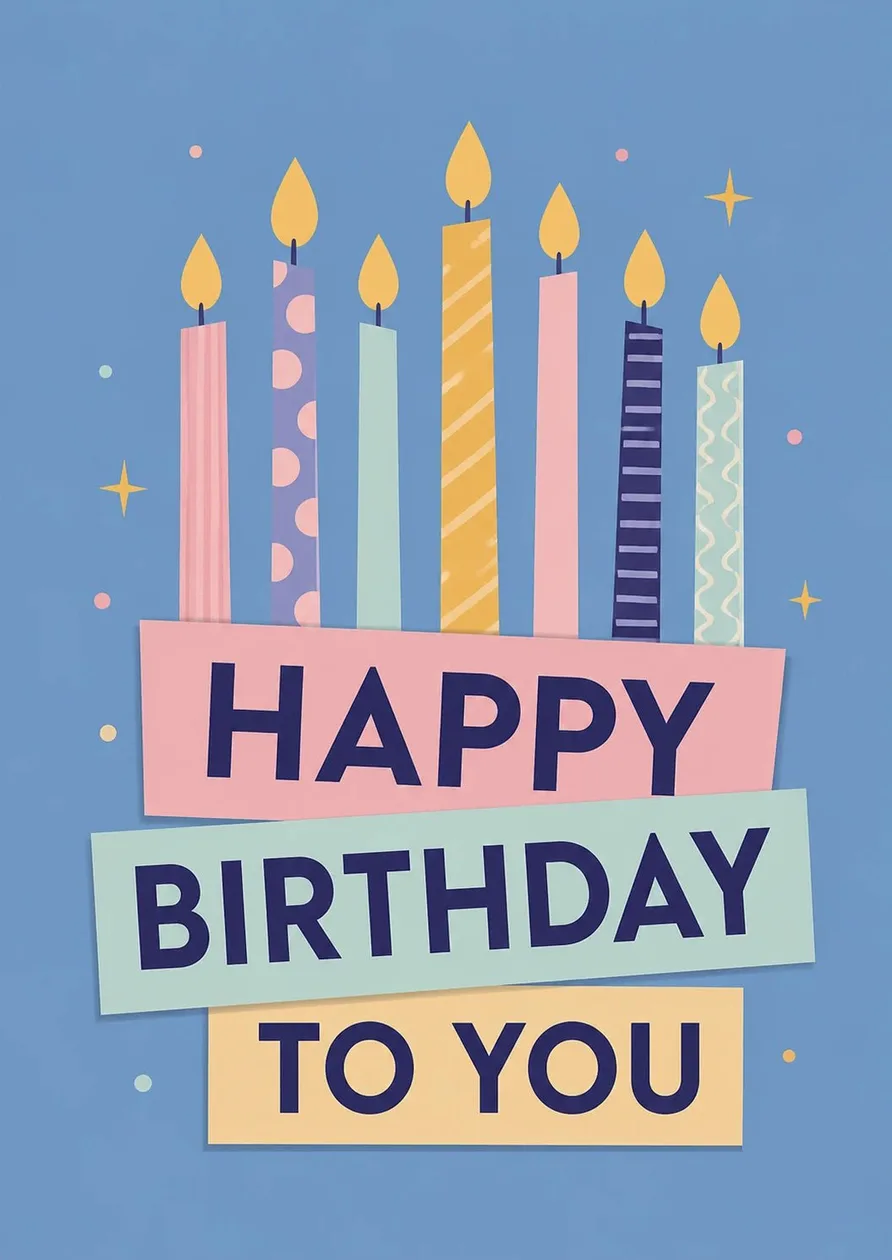 Colourful Candles Happy Birthday to You Card: the shop's own photo