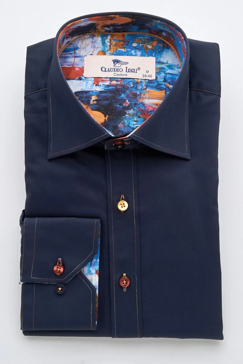 Navy Shirt with Painterly Contrast: the shop's own photo