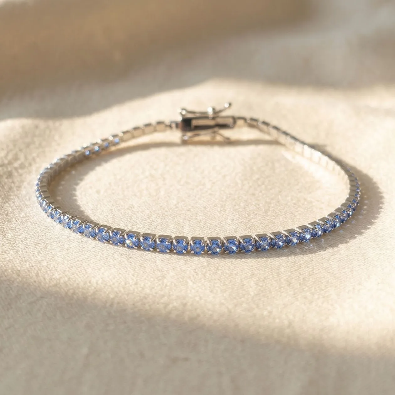 Blue Topaz December Birthstone Silver Tennis Bracelet: the shop's own photo