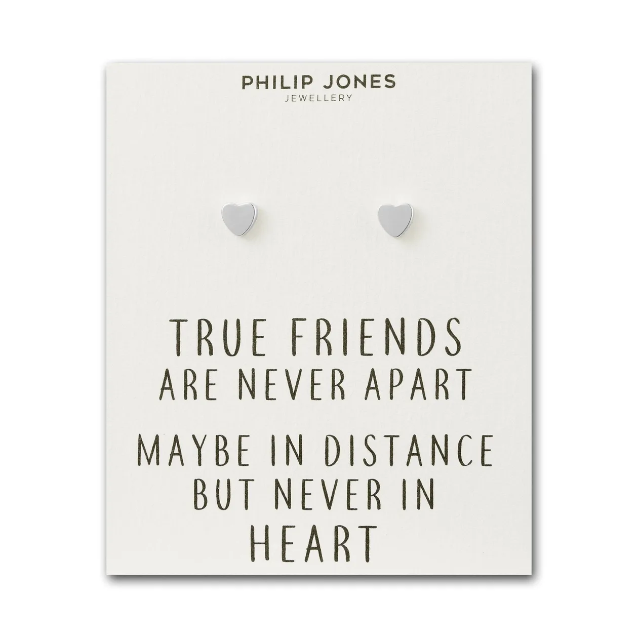 Silver Plated Heart Stud Earrings with Quote Card: the shop's own photo