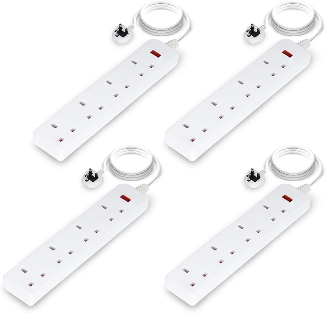 4 Pack White 4 Gang Extension Leads With 2 Metre Cable: the shop's own photo
