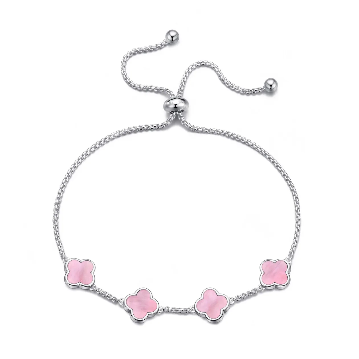 Pink Mother Of Pearl Multi Clover Friendship Slider Bracelet: the shop's own photo