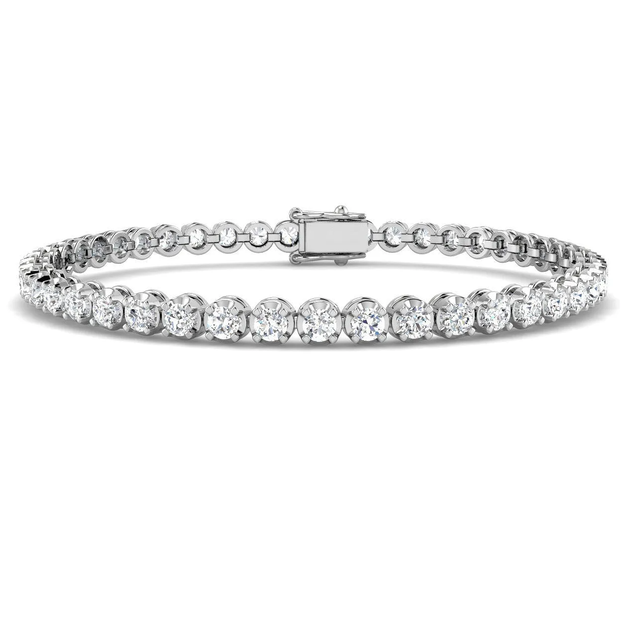 18K Yellow Gold Round Lab Grown Diamond Tennis Bracelet in Prong Set with Secure Box Clasp - 9k White Gold / 4.00 Carat / Natural Diamond: the shop's own photo